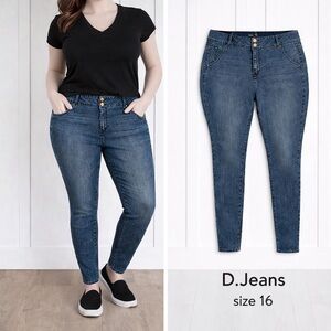 🤎 D.Jeans Women’s Dark Wash Skinny Jeans Size 16 High Rise Stretch